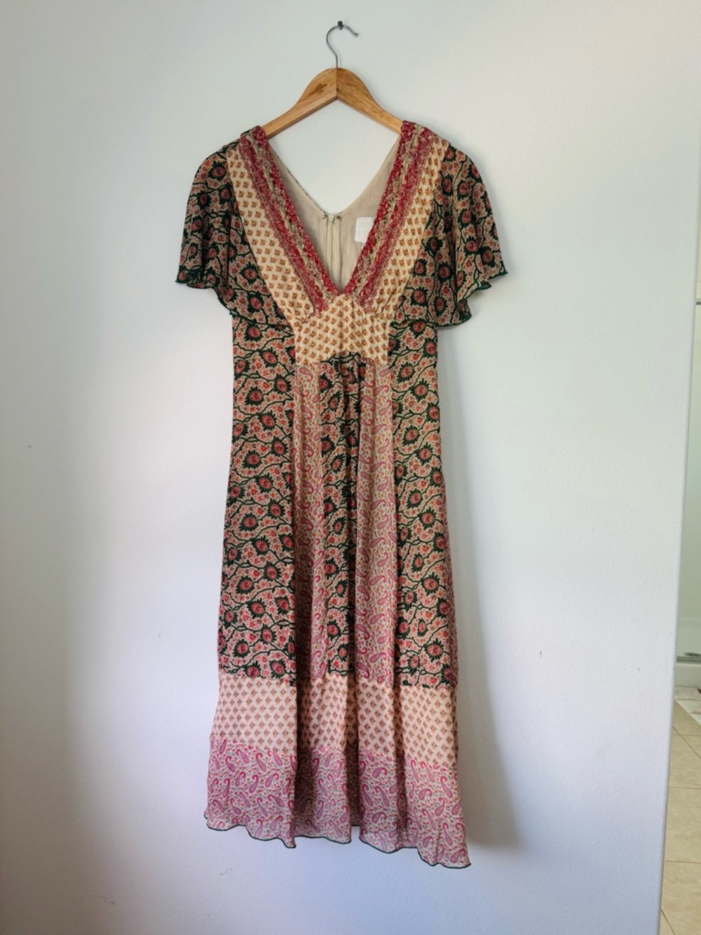 Anna Sui Printed Silk Midi Dress - Size 2